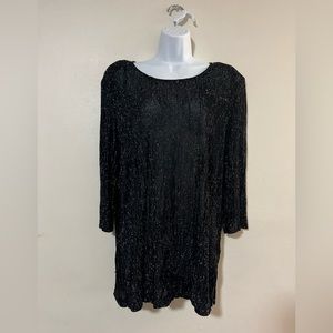 NWOT Sharade Nites Women's Black Sparkle Long Sleeve Blouse